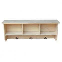 Wall Shelf with Storage in Unfinished Wood by International Concepts