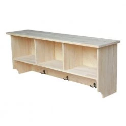 Wall Shelf with Storage in Unfinished Wood by International Concepts -International Concepts Sales unfinished international concepts coat racks sh 150 c3 1000