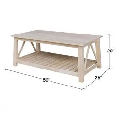 Surrey Unfinished Solid Wood Coffee Table by International Concepts -International Concepts Sales unfinished international concepts coffee tables ot 16c 4f 1000
