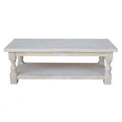 Tuscan 56 in. Unfinished Large Rectangle Wood Coffee Table with Shelf by International Concepts -International Concepts Sales unfinished international concepts coffee tables ot 17c 31 1000