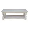 Tuscan 56 in. Unfinished Large Rectangle Wood Coffee Table with Shelf by International Concepts