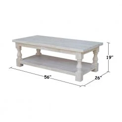 Tuscan 56 in. Unfinished Large Rectangle Wood Coffee Table with Shelf by International Concepts -International Concepts Sales unfinished international concepts coffee tables ot 17c c3 1000