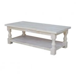 Tuscan 56 in. Unfinished Large Rectangle Wood Coffee Table with Shelf by International Concepts -International Concepts Sales unfinished international concepts coffee tables ot 17c fa 1000