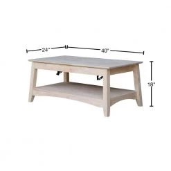 Bombay 40 in. Unfinished Medium Rectangle Wood Coffee Table by International Concepts -International Concepts Sales unfinished international concepts coffee tables ot 4tcl 40 1000