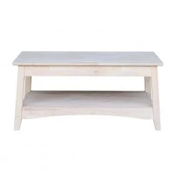 Bombay 40 in. Unfinished Medium Rectangle Wood Coffee Table by International Concepts