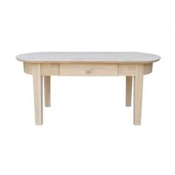 Phillips 42 in. Unfinished Large Oval Wood Coffee Table with Drawers by International Concepts