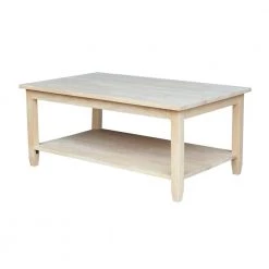 Solano 42 in. Unfinished Large Rectangle Wood Coffee Table with Shelf by International Concepts -International Concepts Sales unfinished international concepts coffee tables ot 6c 44 1000