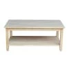 Solano 42 in. Unfinished Large Rectangle Wood Coffee Table with Shelf by International Concepts