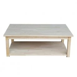 Solano 42 in. Unfinished Large Rectangle Wood Coffee Table with Shelf by International Concepts -International Concepts Sales unfinished international concepts coffee tables ot 6c a0 1000