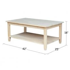 Solano 42 in. Unfinished Large Rectangle Wood Coffee Table with Shelf by International Concepts -International Concepts Sales unfinished international concepts coffee tables ot 6c c3 1000