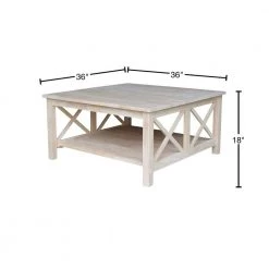 Hampton 36 in. Unfinished Medium Square Wood Coffee Table by International Concepts -International Concepts Sales unfinished international concepts coffee tables ot 70sc 40 1000