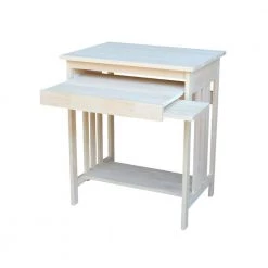 27 in. Rectangular Unfinished Computer Desk with Keyboard Tray by International Concepts