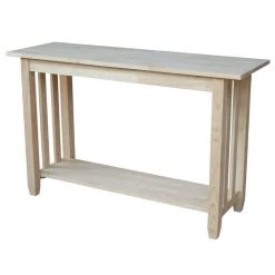 48 in. Unfinished Standard Rectangle Wood Console Table with Storage by International Concepts