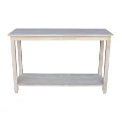 Solano 48 in. Unfinished Standard Rectangle Wood Console Table with Storage by International Concepts