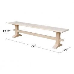 Unfinished 72 in. W Live Edge Trestle Bench by International Concepts 10 Unfinished 72 in. W Live Edge Trestle Bench by International Concepts -International Concepts Sales unfinished international concepts dining benches kbe 7214 4f 1000