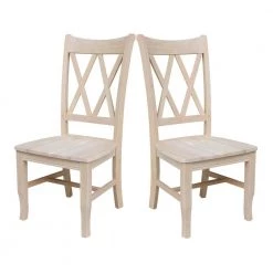 Unfinished Wood Double X-Back Dining Chair (Set of 2) by International Concepts