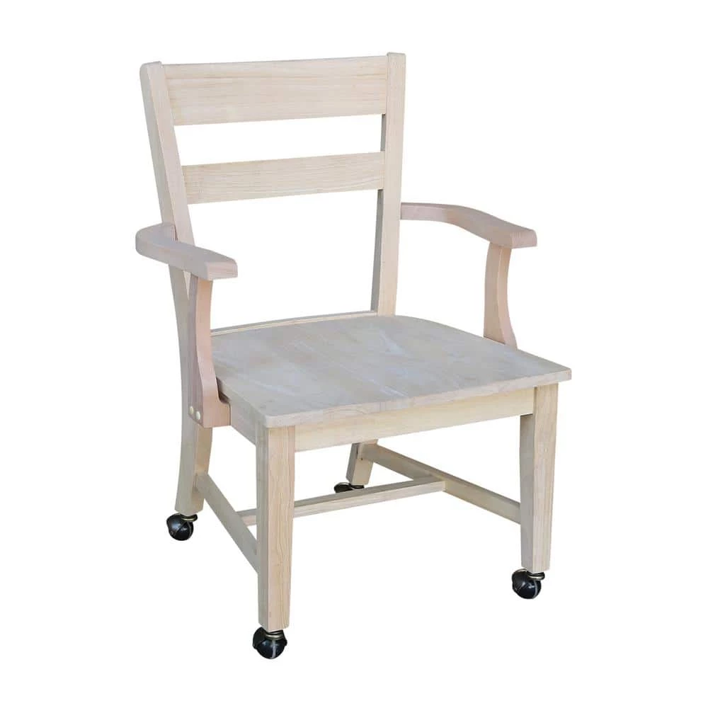 Unfinished Wood Mobile Dining Chair by International Concepts 1 Unfinished Wood Mobile Dining Chair by International Concepts