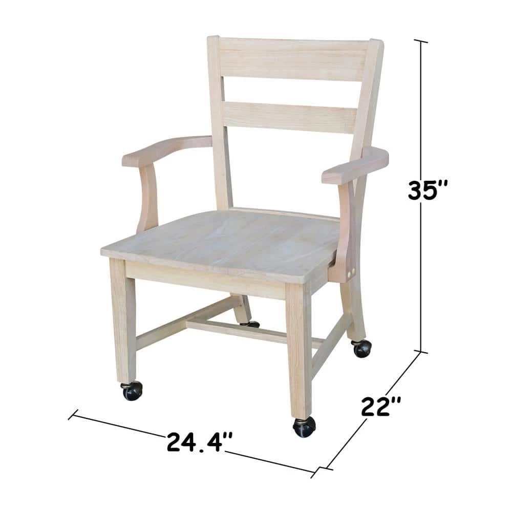 Unfinished Wood Mobile Dining Chair by International Concepts 6 Unfinished Wood Mobile Dining Chair by International Concepts - Image 6
