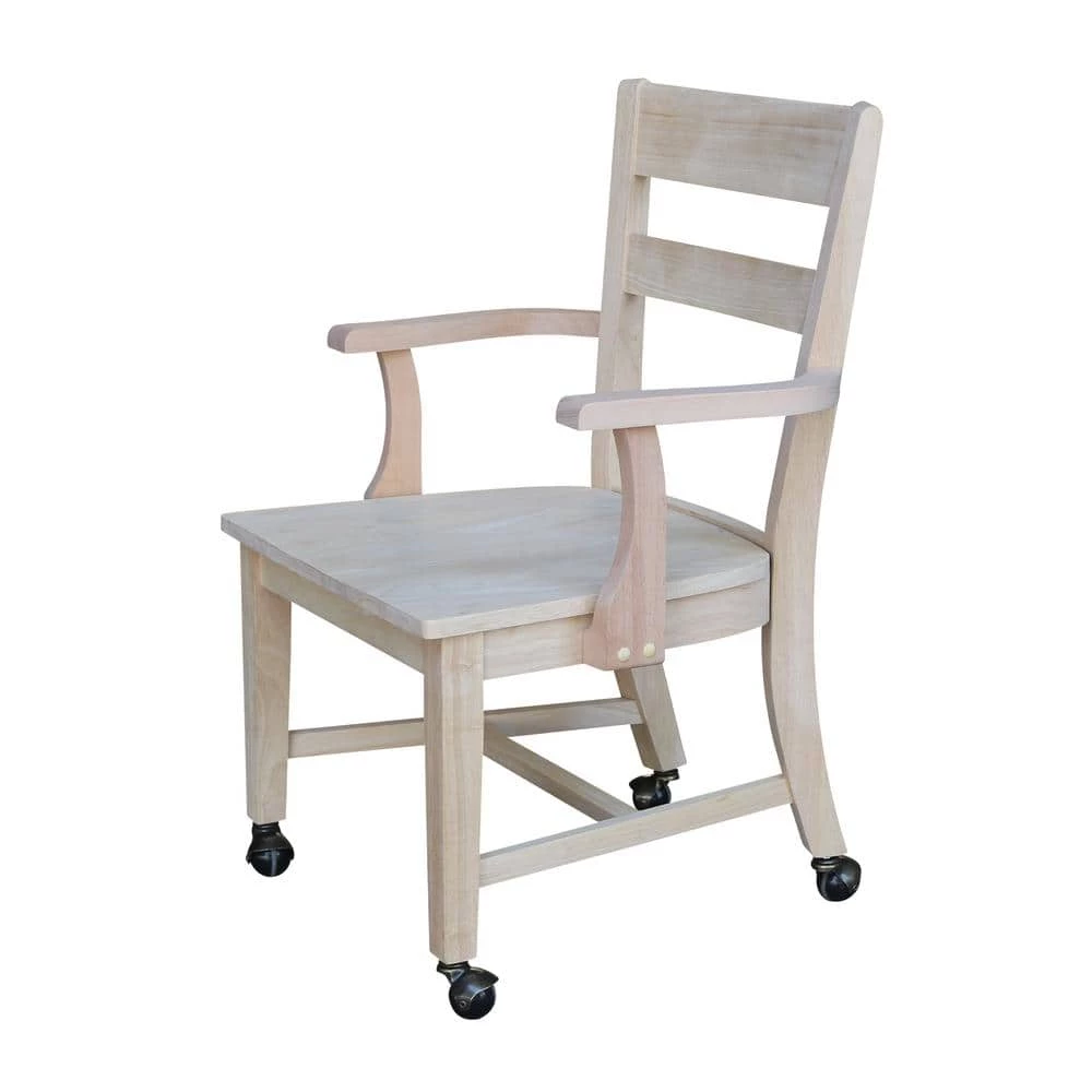 Unfinished Wood Mobile Dining Chair by International Concepts 2 Unfinished Wood Mobile Dining Chair by International Concepts - Image 2