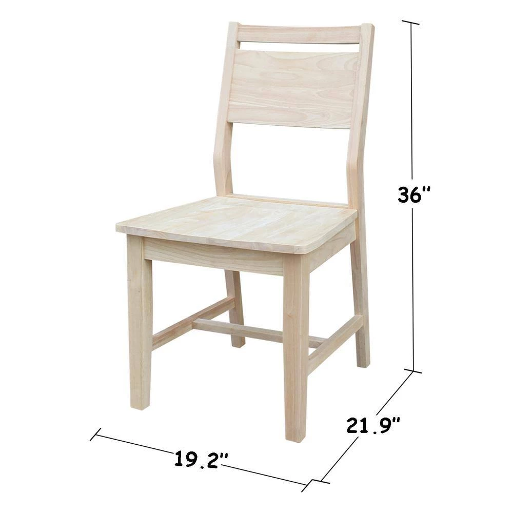 Mid-Century Modern Panel Back Unfinished Dining Chair (Set of 2) by International Concepts 8 Mid-Century Modern Panel Back Unfinished Dining Chair (Set of 2) by International Concepts - Image 8