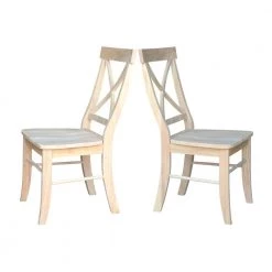 Alexa Unfinished Wood X-Back Dining Chair (Set of 2) by International Concepts -International Concepts Sales unfinished international concepts dining chairs c 613p 4f 1000