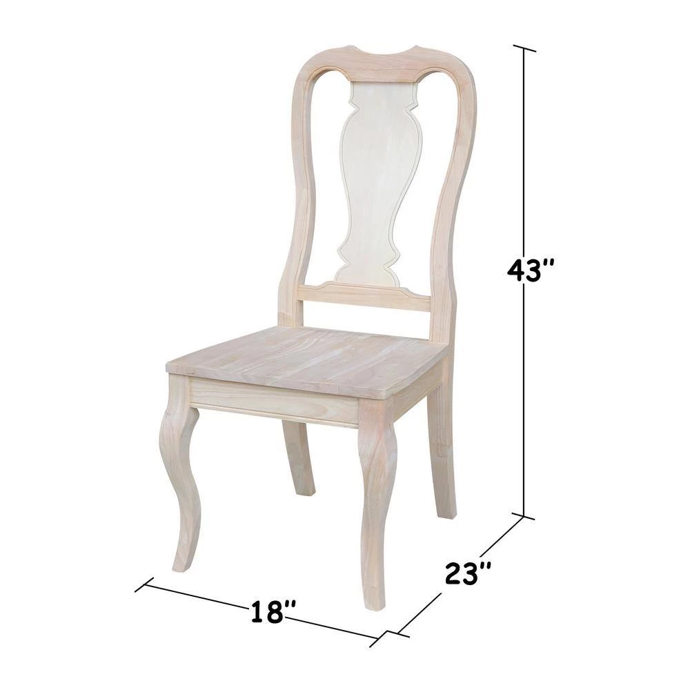 Unfinished Solid Wood Queen Anne Dining Side Chair (Set of 2) by International Concepts 7 Unfinished Solid Wood Queen Anne Dining Side Chair (Set of 2) by International Concepts - Image 7