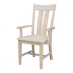 Ready to Finish Unfinished Solid Wood Ava Dining Arm Chair by International Concepts -International Concepts Sales unfinished international concepts dining chairs ci 13a 1f 1000
