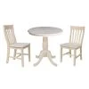 Hampton 3-Piece 30 in. Unfinished Round Solid Wood Dining Set with Cafe Chairs by International Concepts