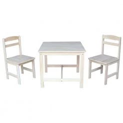 3-Piece Unfinished Children's Table and Chair Set by International Concepts