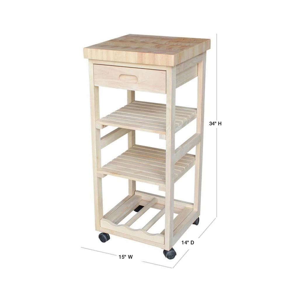 Unfinished Kitchen Cart With Drawer by International Concepts 2 Unfinished Kitchen Cart With Drawer by International Concepts - Image 2