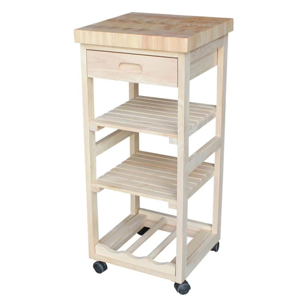 Unfinished Kitchen Cart With Drawer by International Concepts 1 Unfinished Kitchen Cart With Drawer by International Concepts