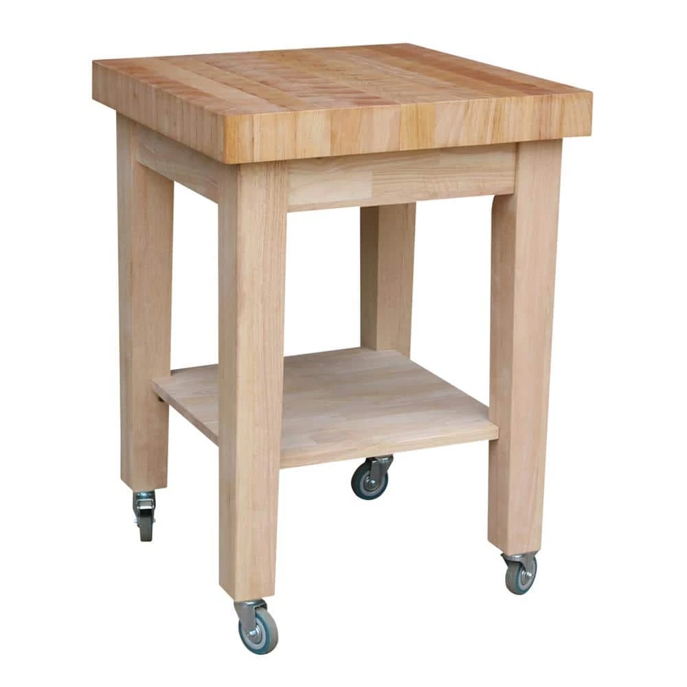 Unfinished Kitchen Cart with Shelf by International Concepts 3 Unfinished Kitchen Cart with Shelf by International Concepts - Image 3