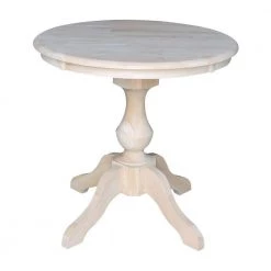 Sophia 30 in. Unfinished Round Solid Wood Pedestal Table by International Concepts