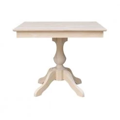 Unfinished Solid Wood 36 in Square Pedestal Table by International Concepts