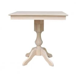 Unfinished Solid Wood 36 in Square Pedestal Dining Table by International Concepts