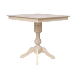 Unfinished Solid Wood 36 in Square Pedestal Dining Table by International Concepts -International Concepts Sales unfinished international concepts kitchen dining tables k 3636tp 11p c3 1000