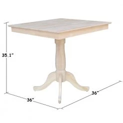 Unfinished Solid Wood 36 in Square Pedestal Table by International Concepts -International Concepts Sales unfinished international concepts kitchen dining tables k 3636tp 30p 6b 1f 1000
