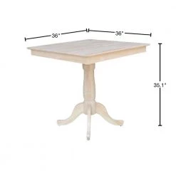 Unfinished Solid Wood 36 in Square Pedestal Table by International Concepts -International Concepts Sales unfinished international concepts kitchen dining tables k 3636tp 30p 6b 40 1000