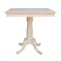 Unfinished Solid Wood 36 in Square Pedestal Table by International Concepts