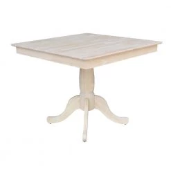 Unfinished Solid Wood 36 in Square Pedestal Dining Table by International Concepts -International Concepts Sales unfinished international concepts kitchen dining tables k 3636tp 30p c3 1000