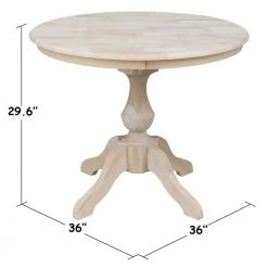 Sophia Ready to Finish 36 in. Unfinished Round Dining Table by International Concepts -International Concepts Sales unfinished international concepts kitchen dining tables k 36rt 11b c3 1000