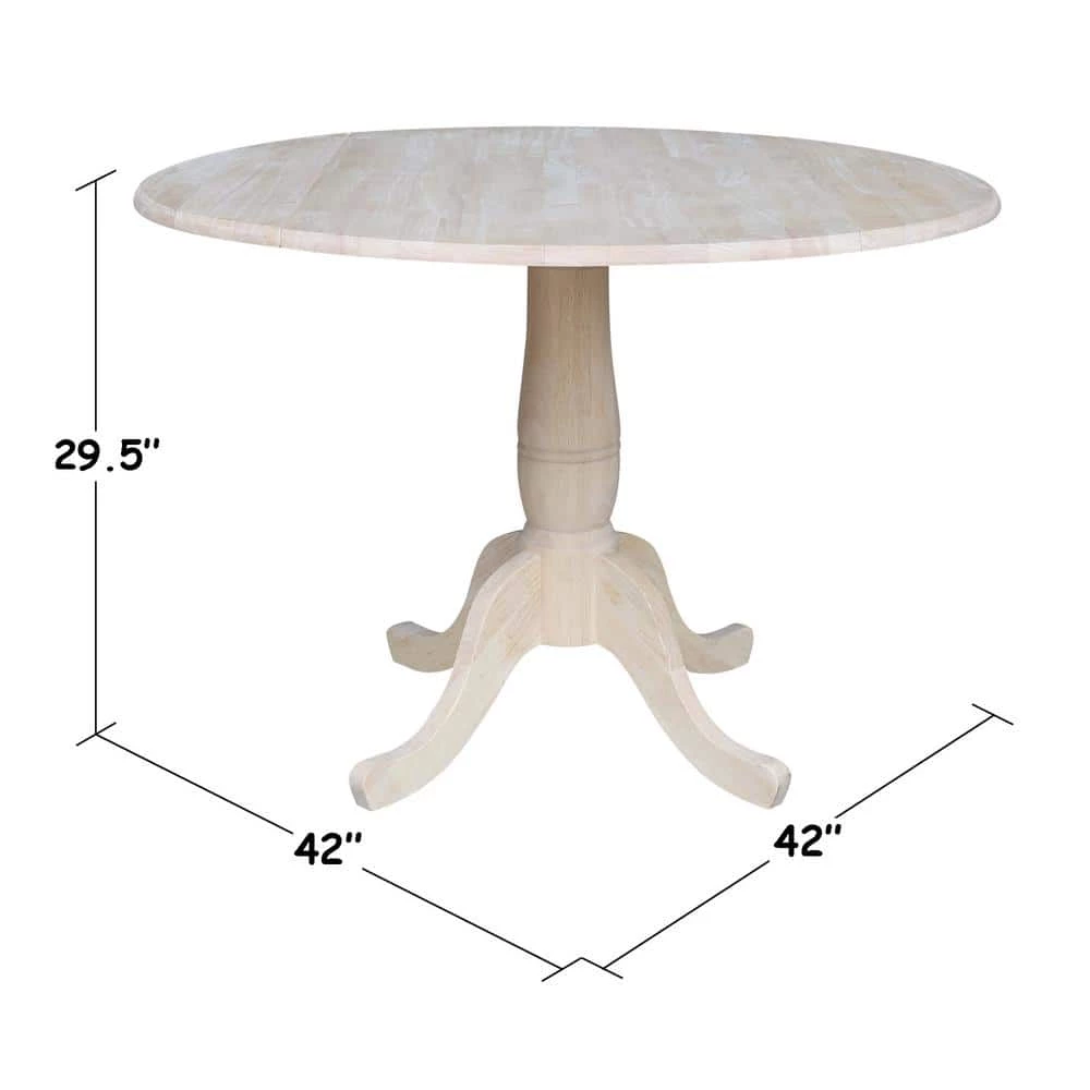 Unfinished Round Drop Leaf Dining Table by International Concepts 9 Unfinished Round Drop Leaf Dining Table by International Concepts - Image 9