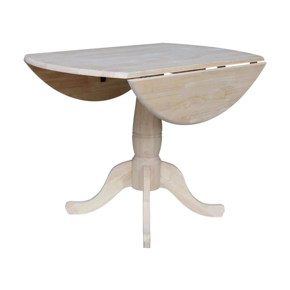 Unfinished Round Drop Leaf Dining Table by International Concepts 2 Unfinished Round Drop Leaf Dining Table by International Concepts - Image 2