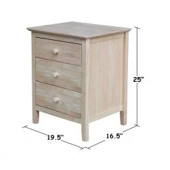 Unfinished Solid Wood 3-Drawer Nightstand by International Concepts -International Concepts Sales unfinished international concepts nightstands bd 8013 4f 1000