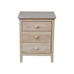 Unfinished Solid Wood 3-Drawer Nightstand by International Concepts