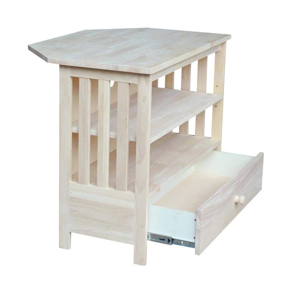 Mission 35 in. Unfinished Wood Corner TV Stand with 1 Drawer Fits TVs Up to 36 in. with Cable Management by International Concepts 8 Mission 35 in. Unfinished Wood Corner TV Stand with 1 Drawer Fits TVs Up to 36 in. with Cable Management by International Concepts - Image 8