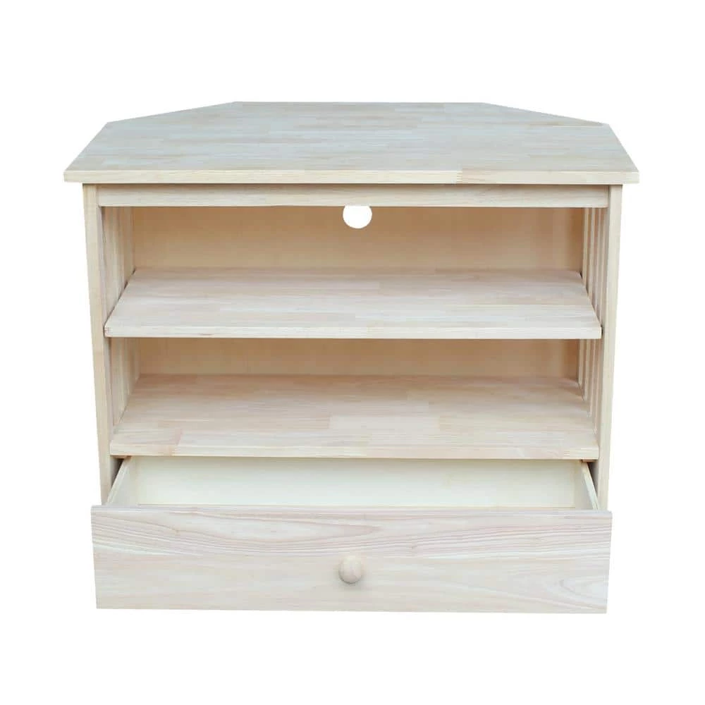 Mission 35 in. Unfinished Wood Corner TV Stand with 1 Drawer Fits TVs Up to 36 in. with Cable Management by International Concepts 7 Mission 35 in. Unfinished Wood Corner TV Stand with 1 Drawer Fits TVs Up to 36 in. with Cable Management by International Concepts - Image 7