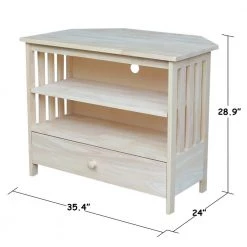 Mission 35 in. Unfinished Wood Corner TV Stand with 1 Drawer Fits TVs Up to 36 in. with Cable Management by International Concepts 16 Mission 35 in. Unfinished Wood Corner TV Stand with 1 Drawer Fits TVs Up to 36 in. with Cable Management by International Concepts -International Concepts Sales unfinished international concepts tv stands tv 27 c3 1000