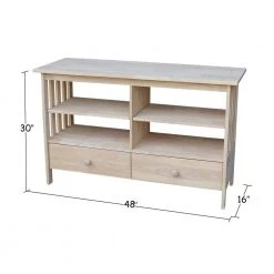 Mission 48 in. Unfinished Wood TV Stand with 2 Drawer Fits TVs Up to 50 in. with Cable Management by International Concepts -International Concepts Sales unfinished international concepts tv stands tv 31 c3 1000