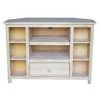 39 in. Unfinished Wood Corner TV Stand with 1 Drawer Fits TVs Up to 42 in. with Storage Doors by International Concepts